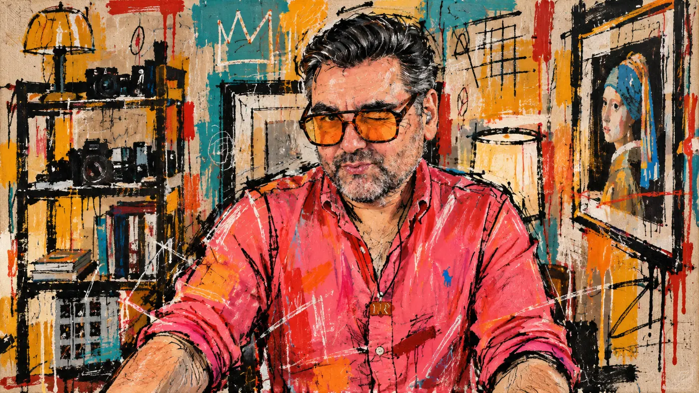 Noe U Garcia en su estudio, ilustración estilo graffiti